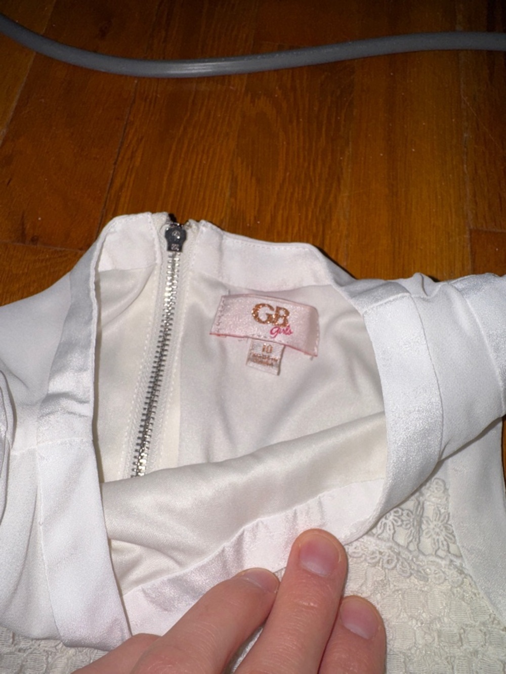 GB girls White Lace Tiered Party Dress size 10 - Picture 3 of 4